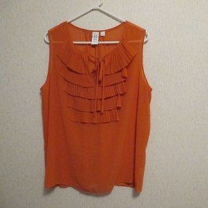 MARK BOUWER Sleeveless Orange Polyester Blouse